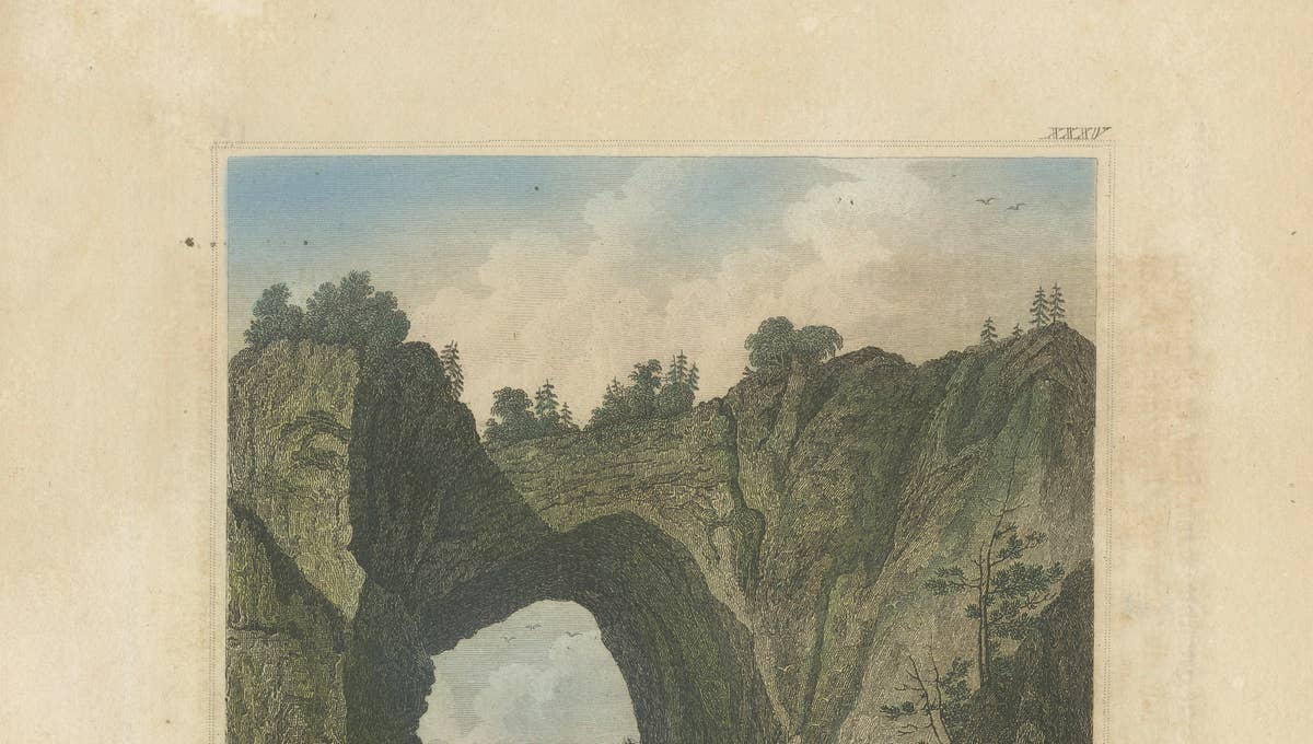 Natural Bridge of Virginia, Hand-Colored Landscape Engraving, c.1840