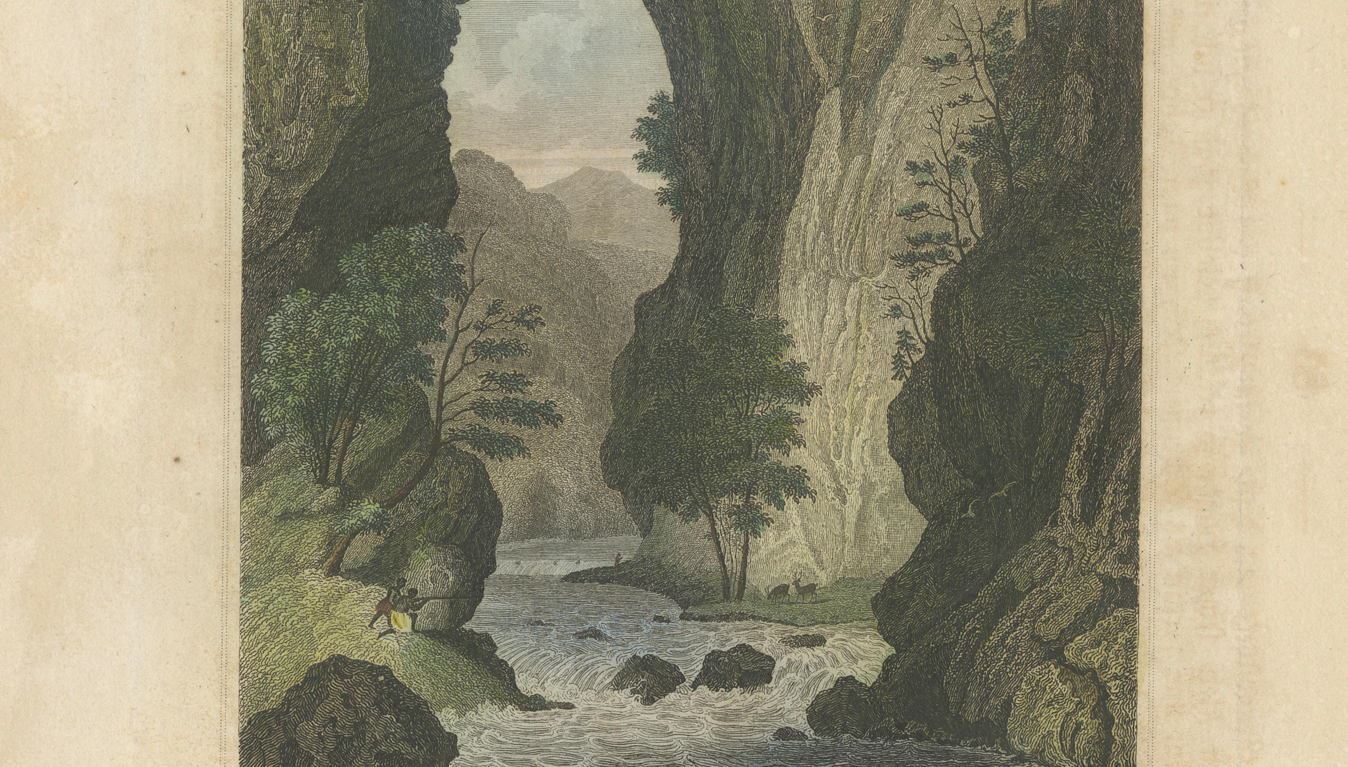 Natural Bridge of Virginia, Hand-Colored Landscape Engraving, c.1840