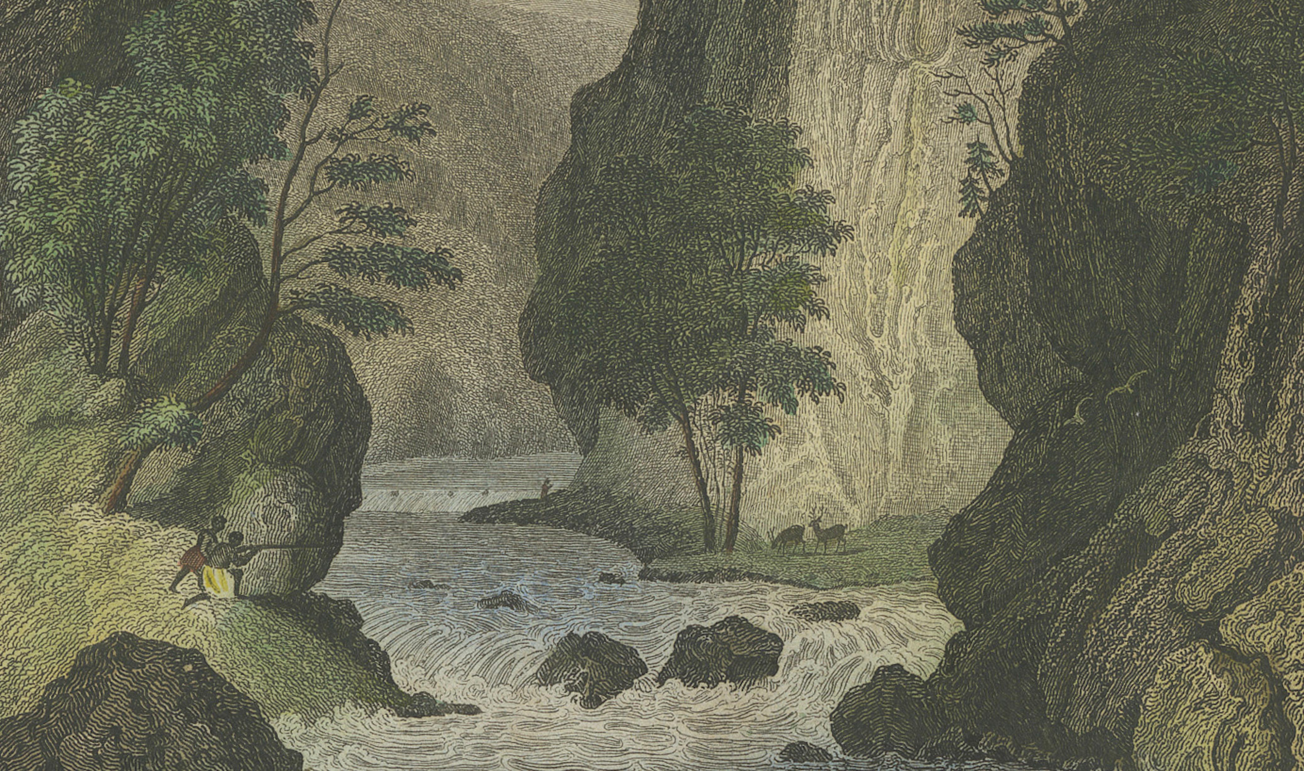 Natural Bridge of Virginia, Hand-Colored Landscape Engraving, c.1840