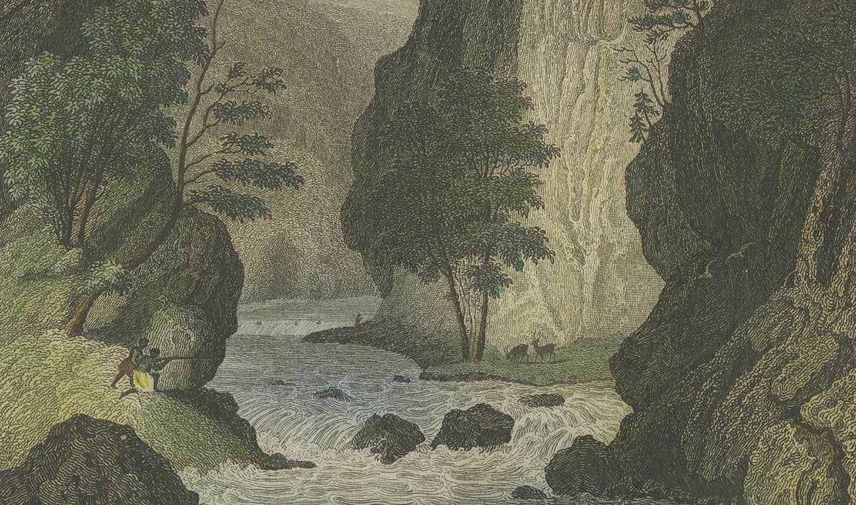 Natural Bridge of Virginia, Hand-Colored Landscape Engraving, c.1840