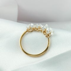 Natural Brilliant Diamond Fringe Statement Ring in 18K Yellow Gold Fine Jewelry