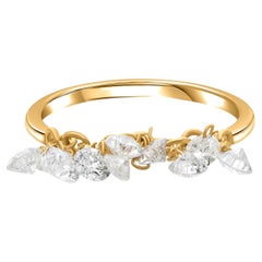 Natural Brilliant Diamond Fringe Statement Ring in 18K Yellow Gold Fine Jewelry