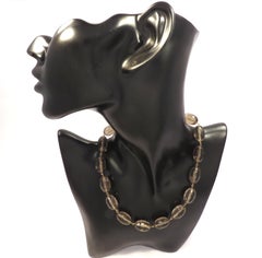 Collana girocollo in oro rosa 9 carati con citrino marrone naturale, realizzata a mano in Italia