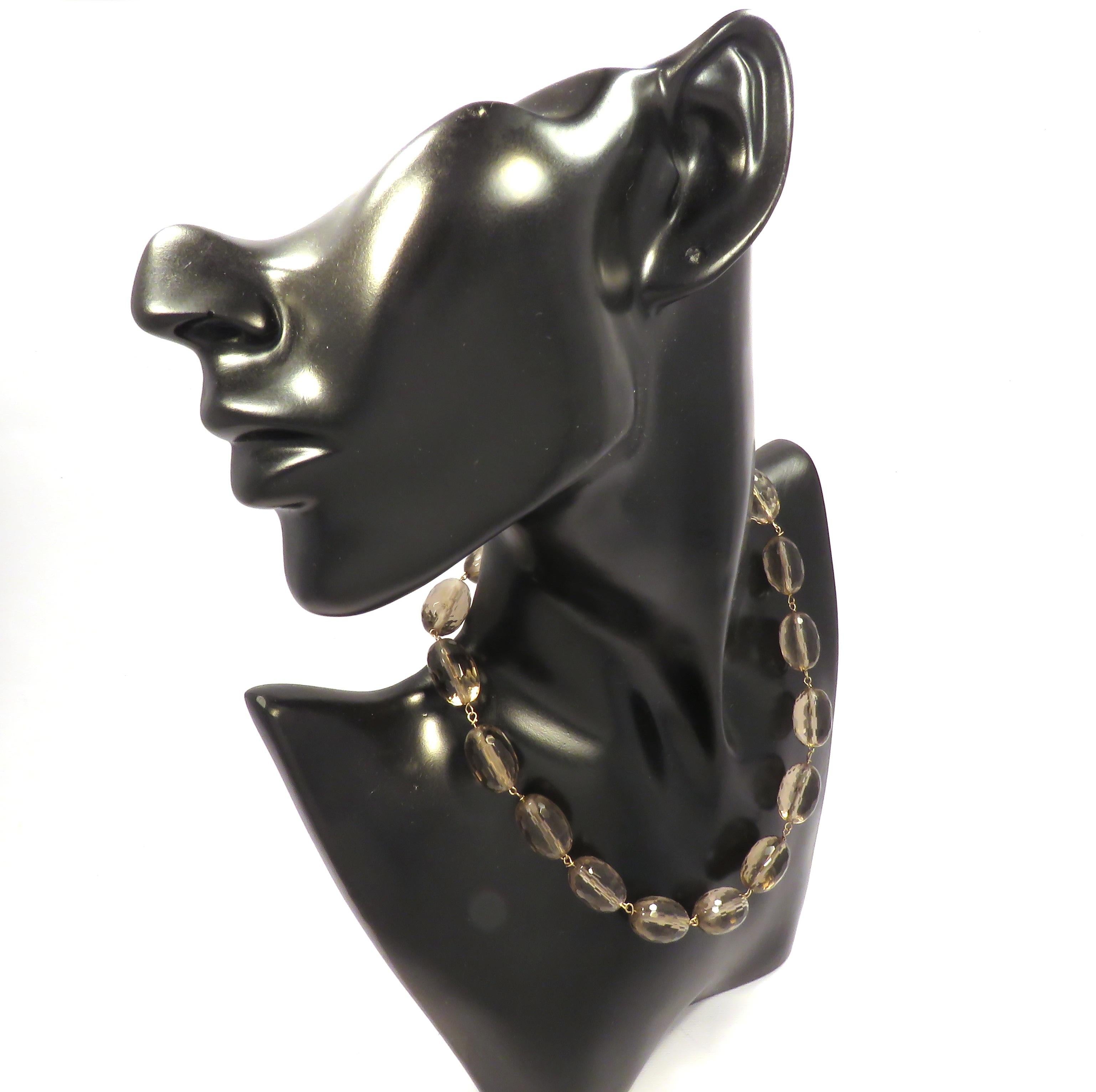 Contemporaneo Collana girocollo in oro rosa 9 carati con citrino marrone naturale, realizzata a mano in Italia in vendita