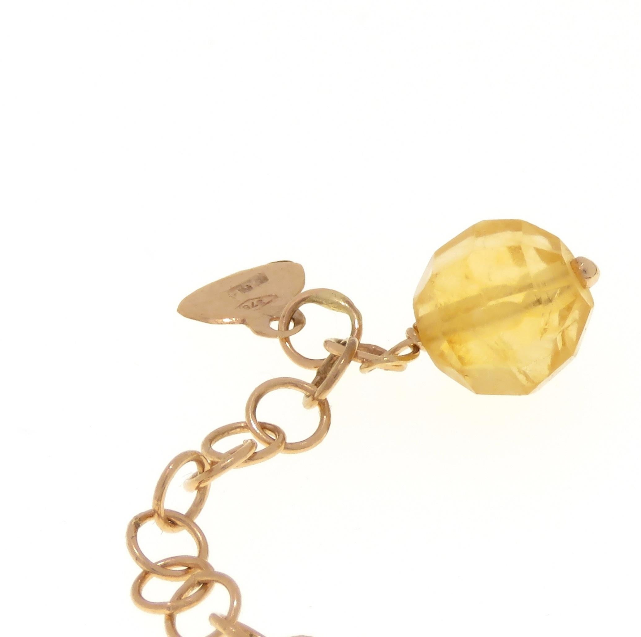 Collana girocollo in oro rosa 9 carati con citrino marrone naturale, realizzata a mano in Italia in vendita 1