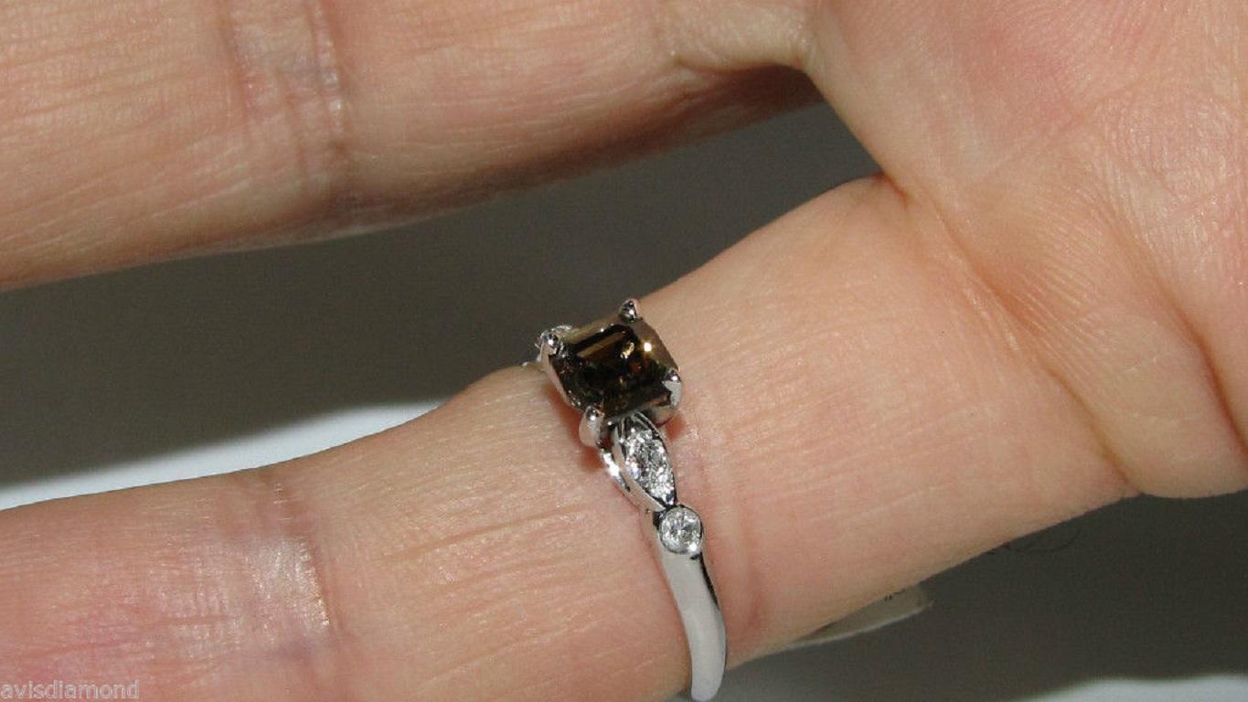 Asscher Cut Natural Brown Color Diamond Ring Newtique For Sale