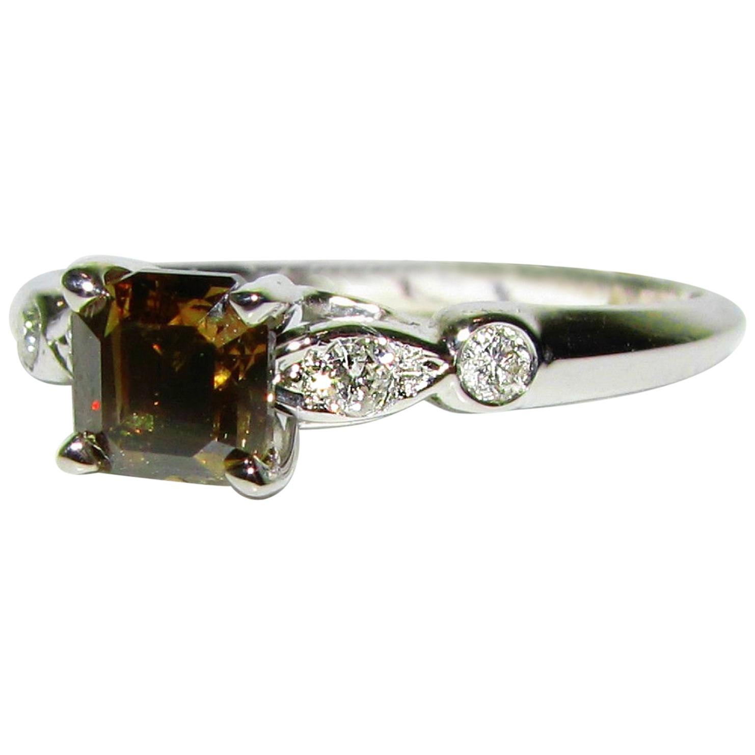 Natural Brown Color Diamond Ring Newtique For Sale