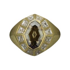 Natural Brown Diamond Fancy Cut Ring in 18 Karat GIA Certification