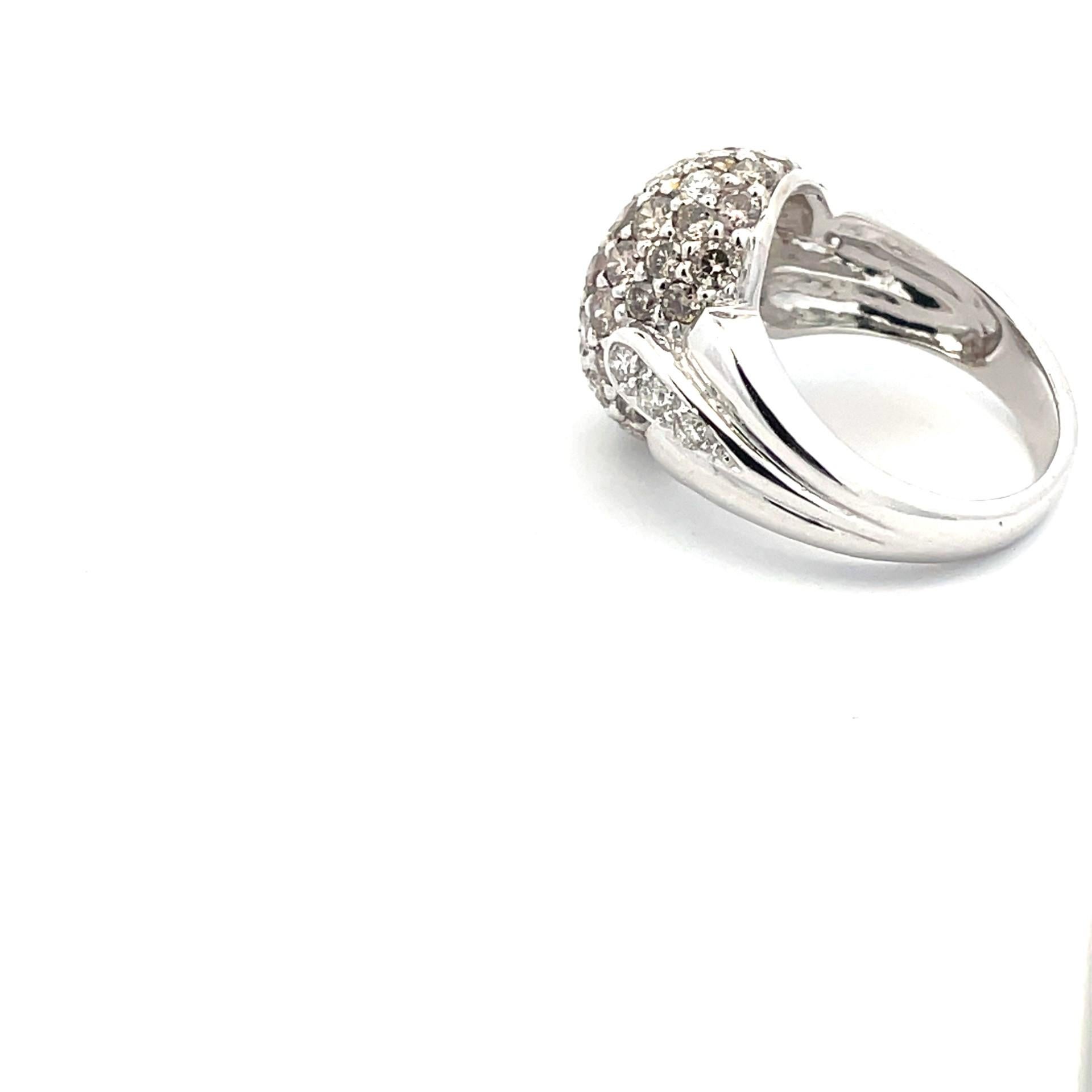 Contemporary Natural Brown Diamond & White Diamond Strawberry Ring in 18 Karat White Gold For Sale