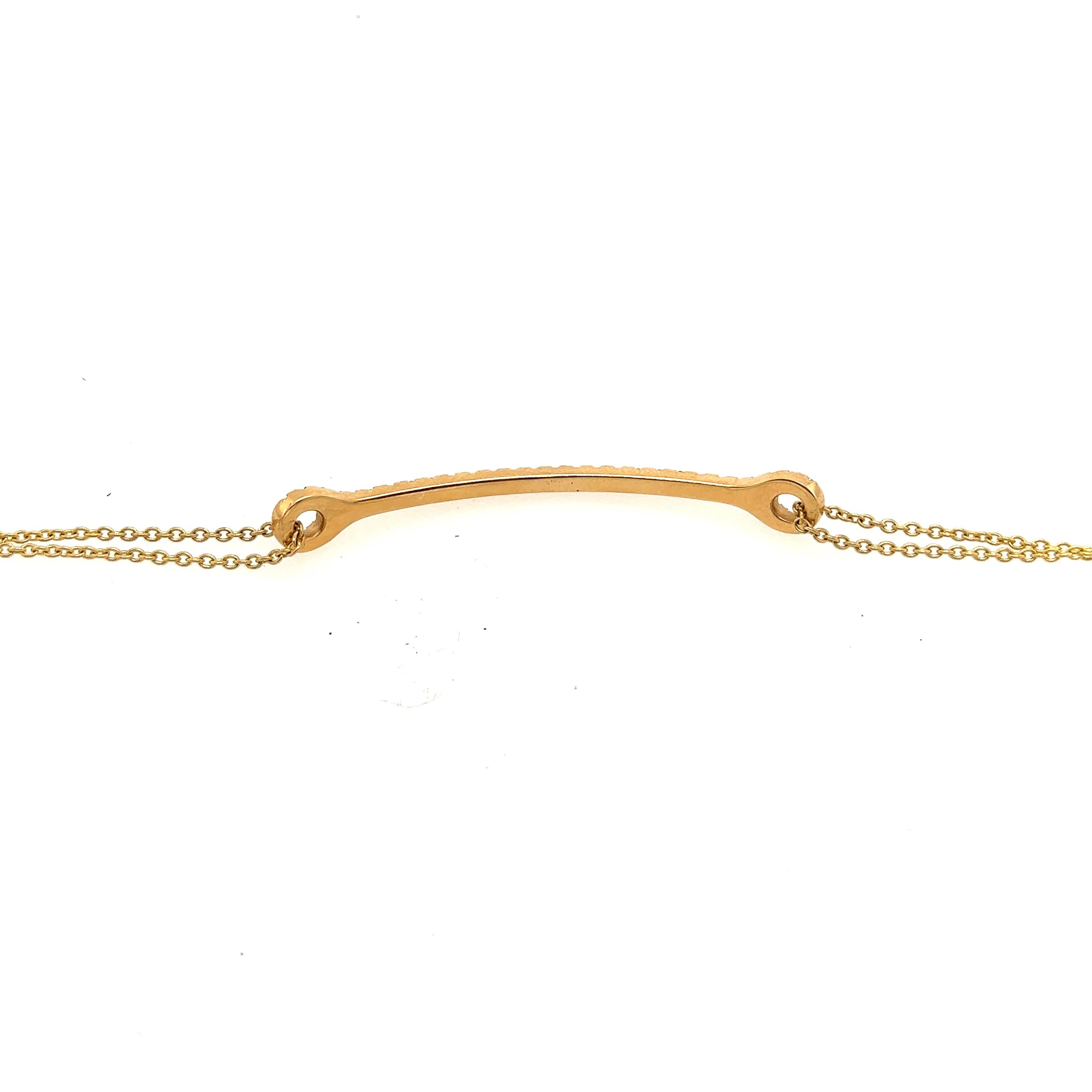 Women's Natural Brown Diamonds Bar Bracelet in 14ct Yellow Gold For Sale