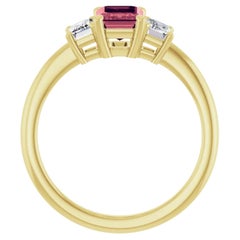 Natural Brown Pink Sapphire Diamond Gold Three-Stone Engagement Ring