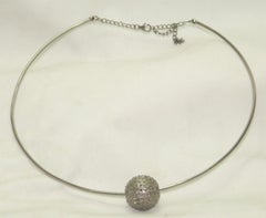 Natural brown rose cut diamond oxidized sterling silver bead ball wire necklace