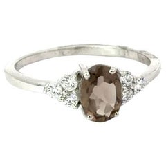 Natürlicher Brown Rauchquarz Ring für Mama Geschenk in 925 Silber mit CZ Stein Ring