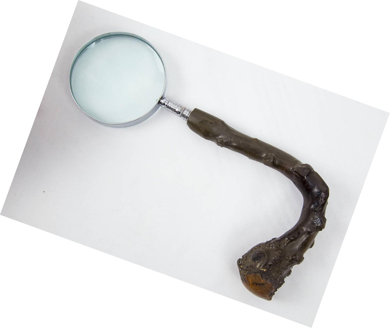 Hand-Crafted Natural Burl Wood Magnifier For Sale