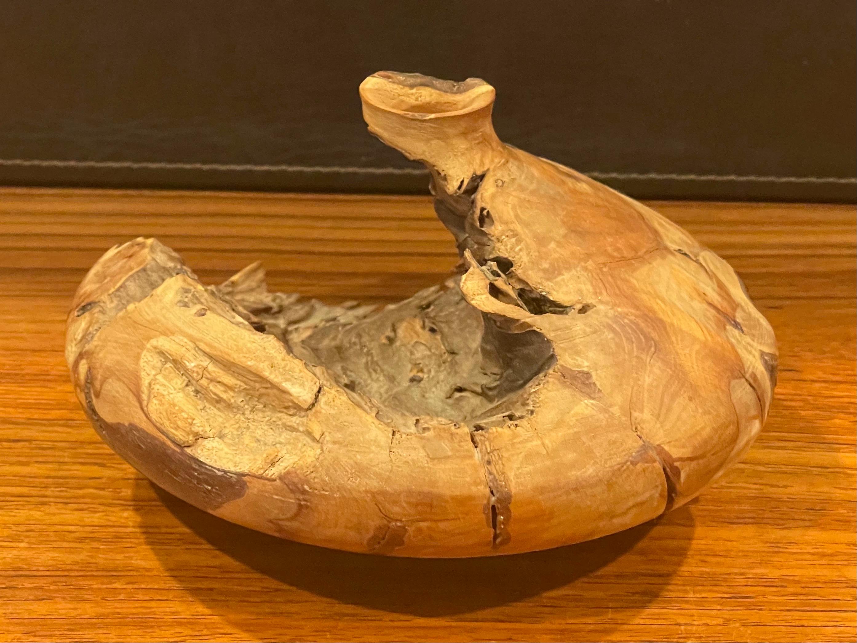 Mid-Century moderno Vaso basso rustico in legno di radica naturale in vendita