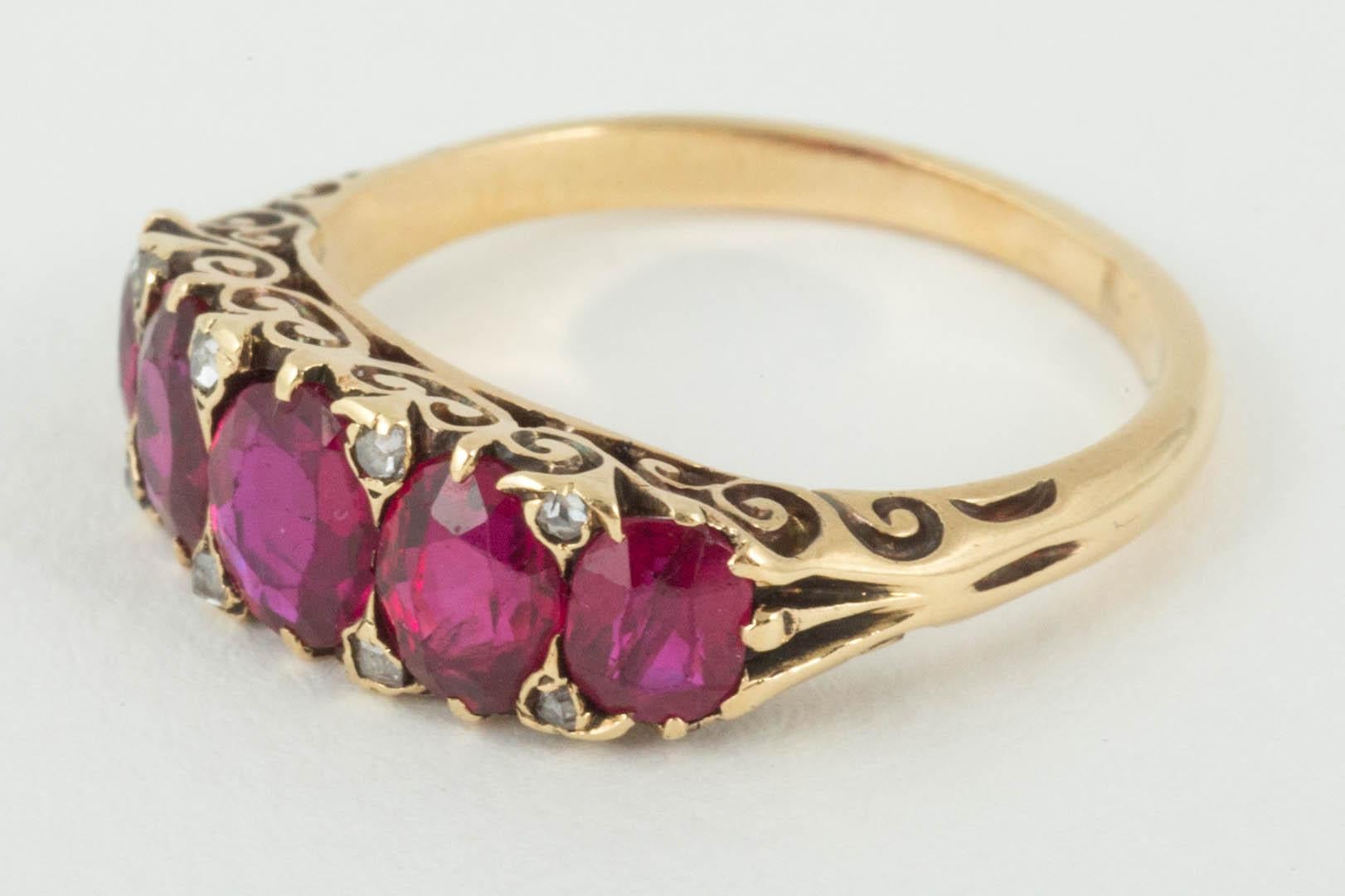 Women's Natural Burma 5-Stone Ruby Ring