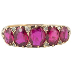 Antique Natural Burma 5-Stone Ruby Ring