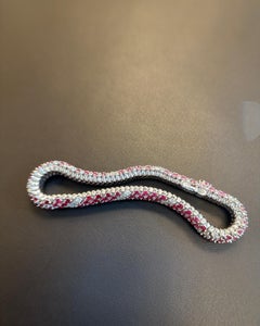 Natural Burma No Heat Brilliant Cut Red Spinel White Diamond Platinum Bracelet