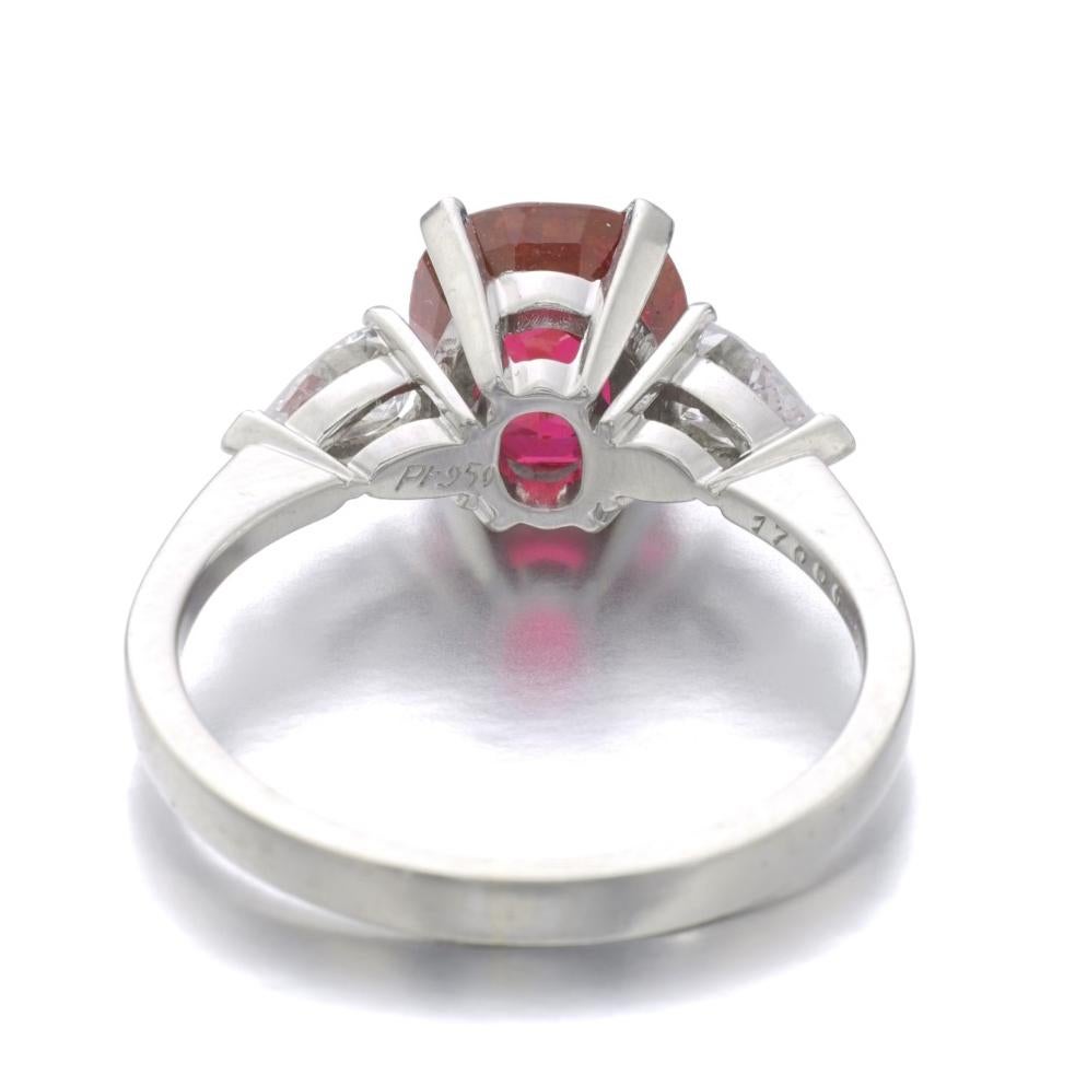 Women's or Men's Natural Burma No Heat Ruby Ring, by Gübelin, SSEF Certified For Sale