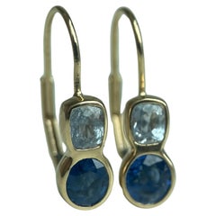 Natural Burma No Heat Sapphires Lever Back Earrings