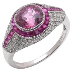 Natural Burma Ruby and Diamond Cluster Ring