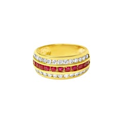 Natural Burma Ruby and Diamond Cocktail Ring