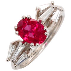 Natural Burma Ruby and Diamond Cocktail Ring Natural Burma Ruby and Diamond Cocktail Ring