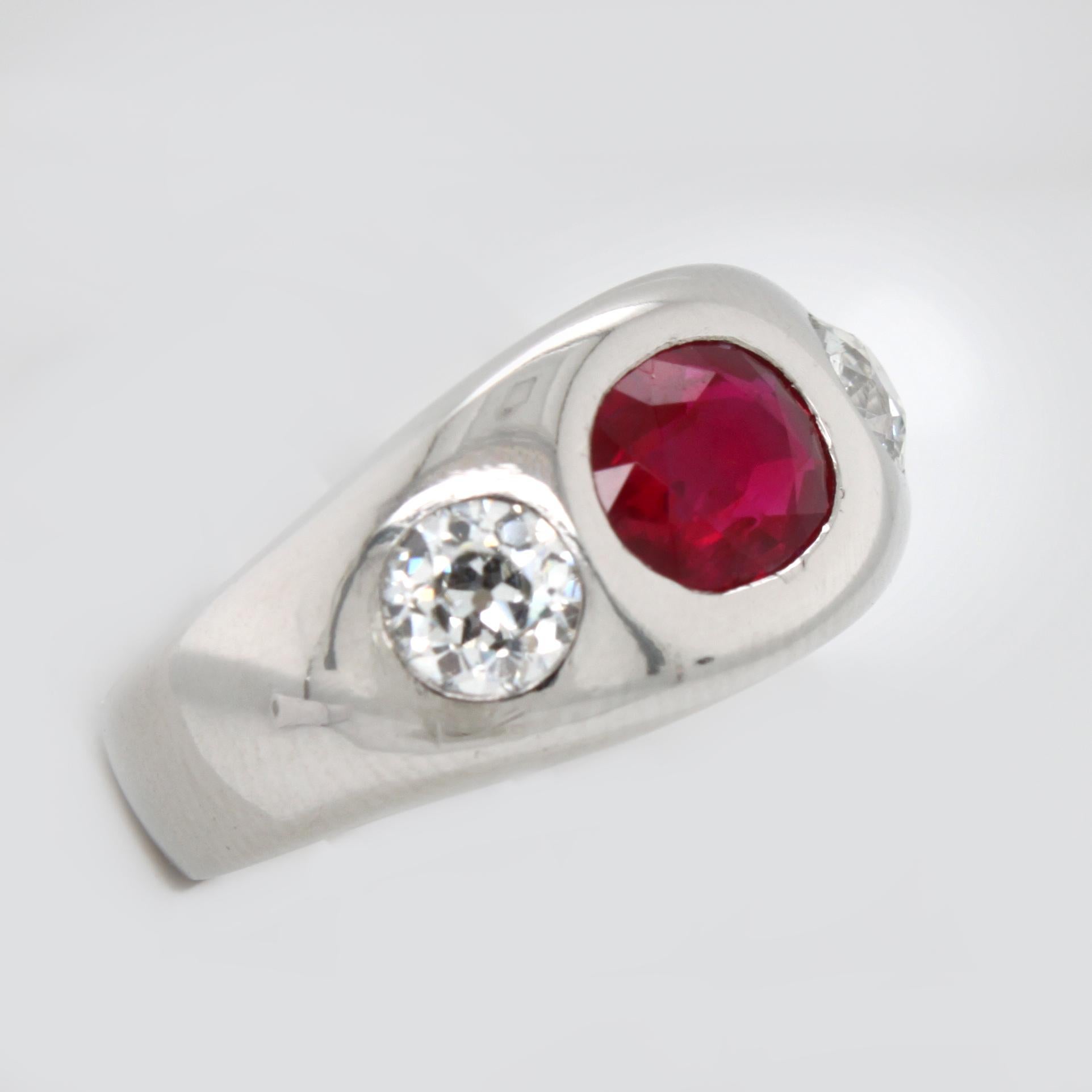 Natural Burma Ruby and Diamond Ring 1