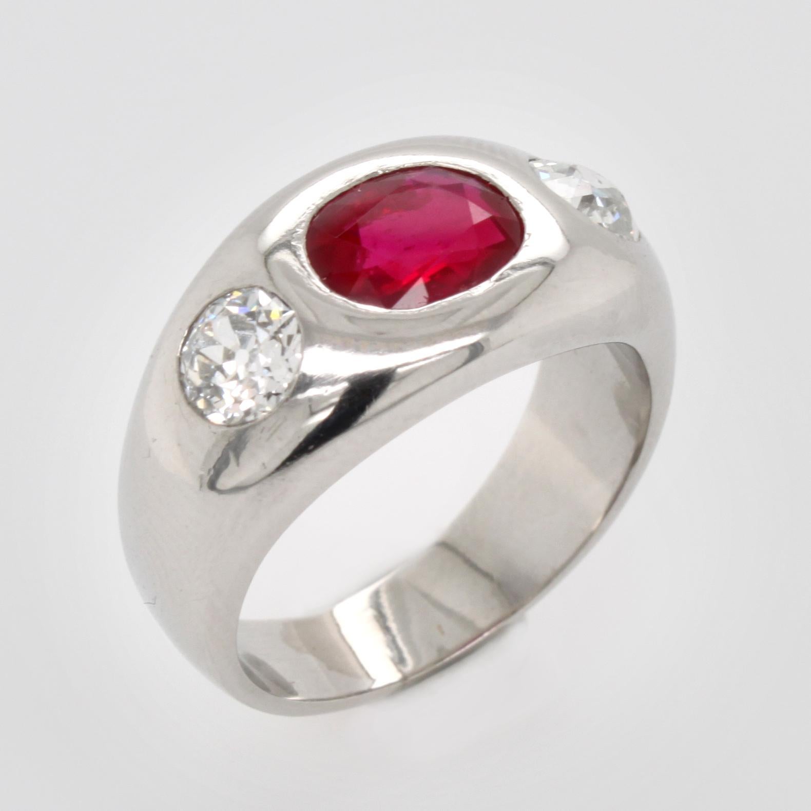 Natural Burma Ruby and Diamond Ring 3