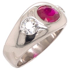 Natural Burma Ruby and Diamond Ring