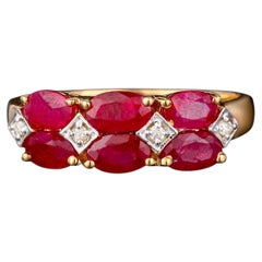 Natural Burma Ruby Ring With Diamonds 1.66 Carats 9K Yellow Gold