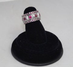 Natural Burma ruby solid 14K white gold ring eternity band