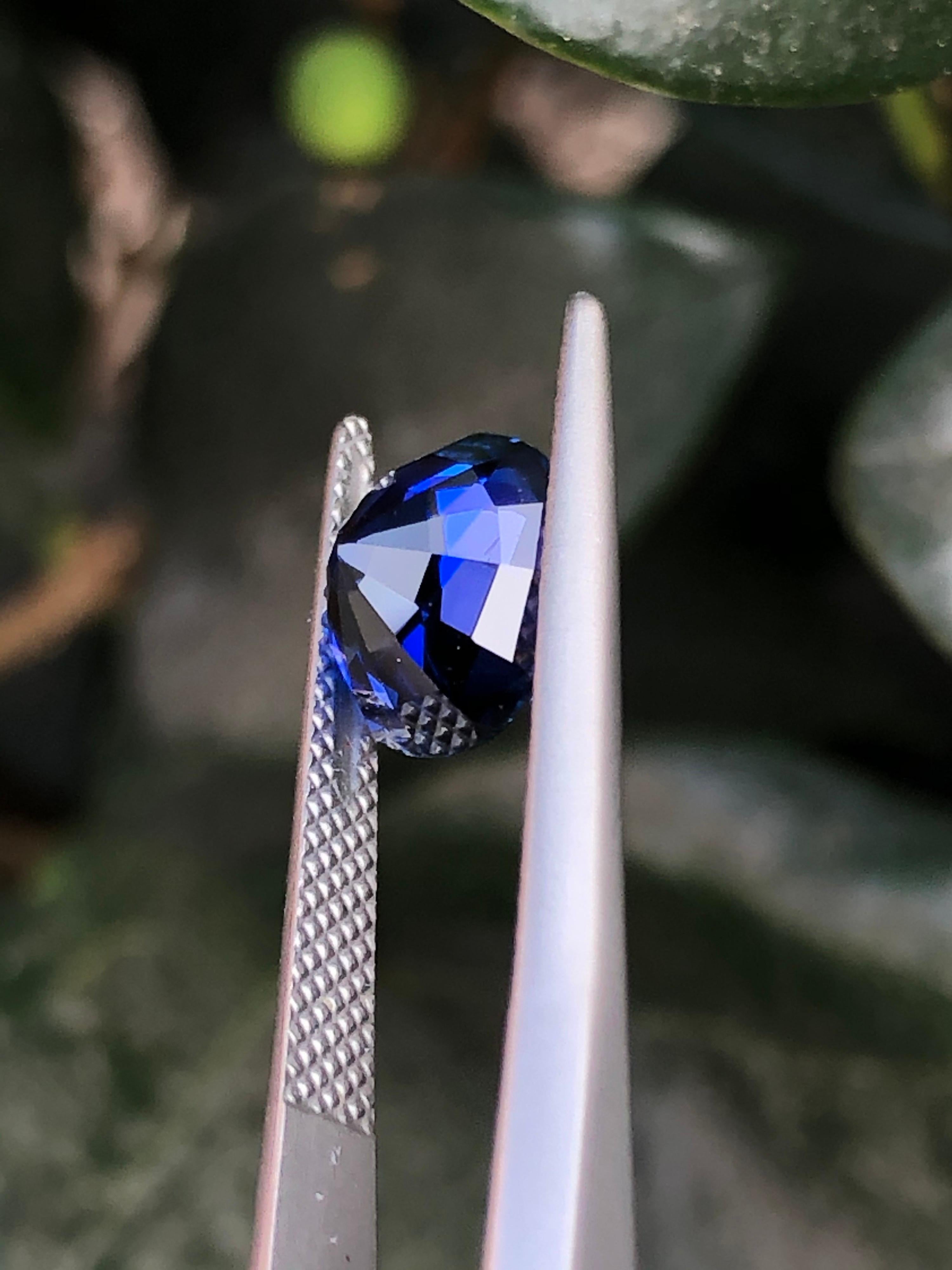 Round Cut Unheated Burma Sapphire Ring Gem 3.01 Carat Royal Blue No Heat Loose Gemstone