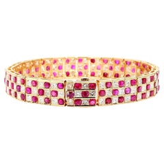 Natural Burmese 9.27 Carat Ruby and 9.11 Carat Diamond 18K Gold Bracelet