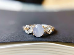 Natural Burmese Halo Starlight Sapphire Ring in 18K White Gold and Diamond