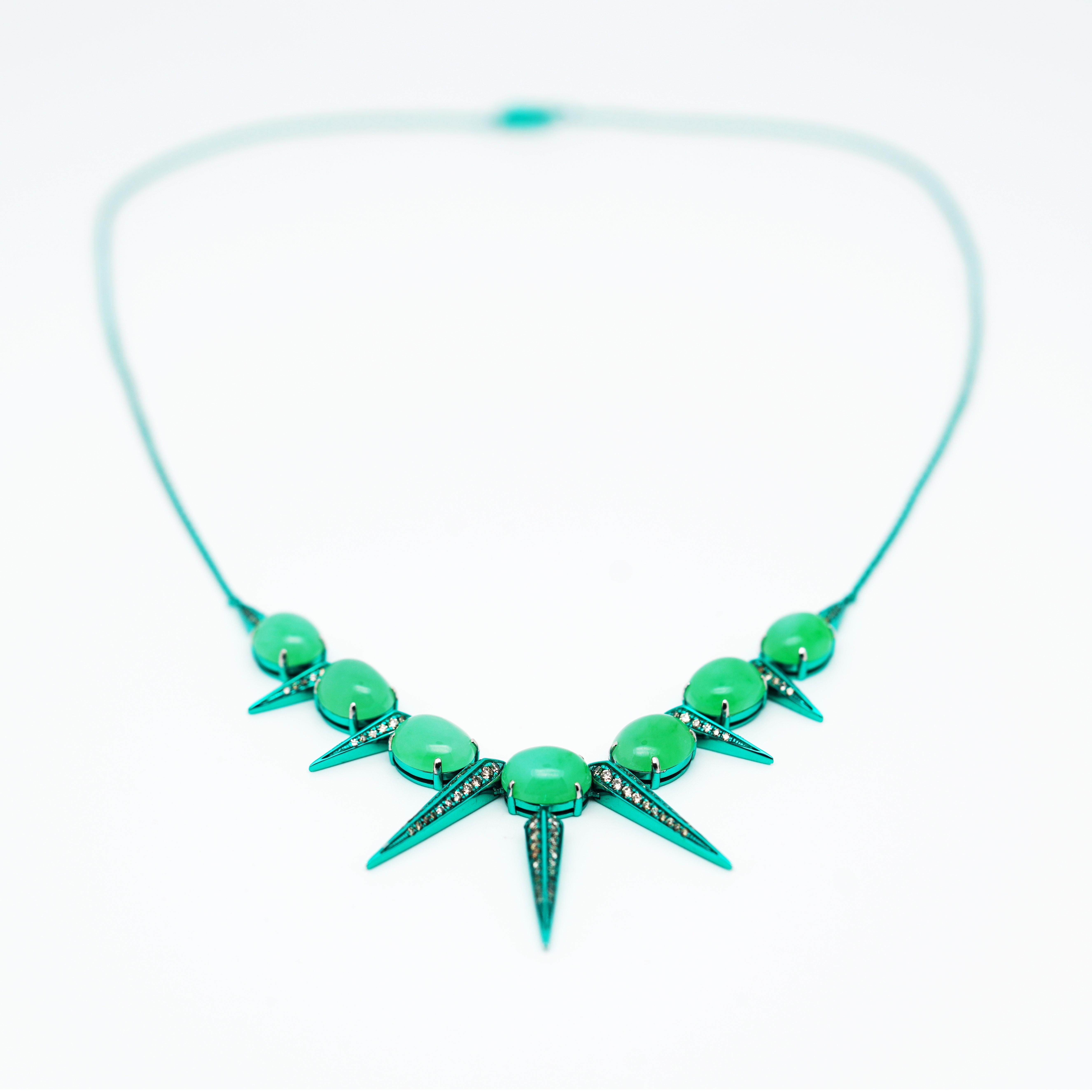 Artist Natural Burmese Jadeite & Diamond Necklace, 18K Gold, Austy Lee