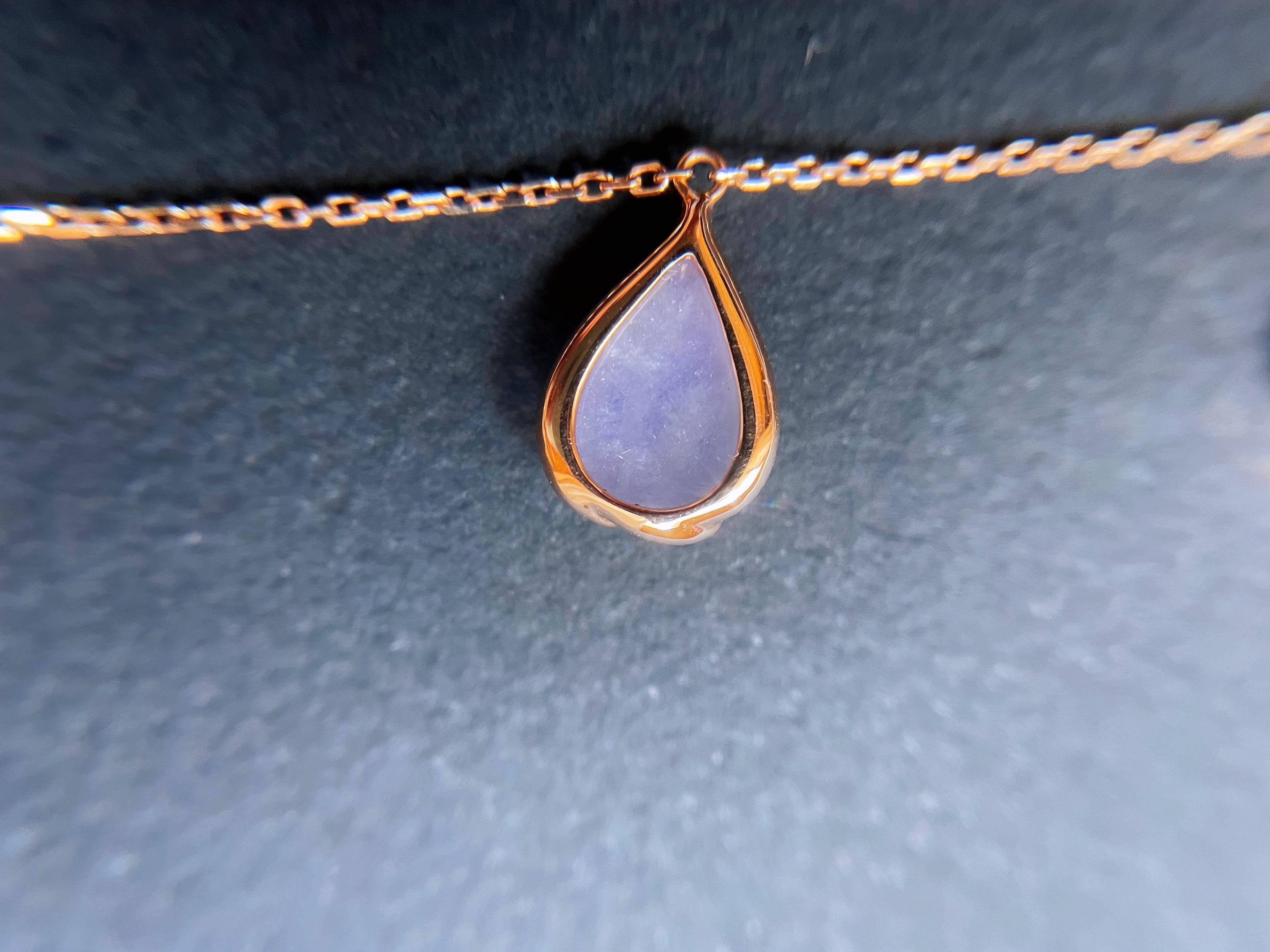 Bracelet de charme en jade lavande naturel de Birmanie, or 18K en vente 2