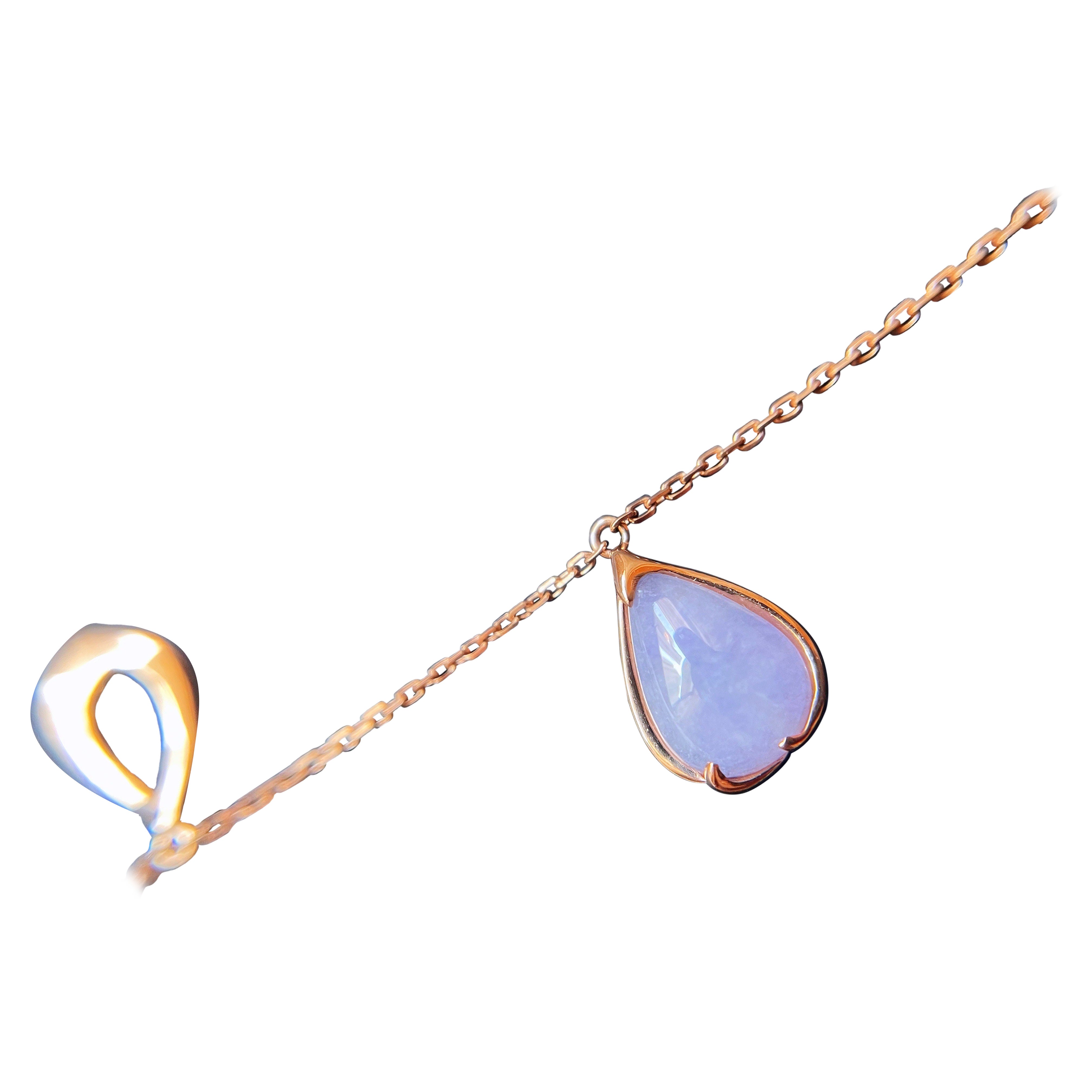 Bracelet de charme en jade lavande naturel de Birmanie, or 18K en vente