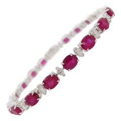 HYT Natural Burmese Ruby and White Diamond Bracelet in 18 Karat White Gold HYT Natural Burmese Ruby and White Diamond Bracelet in 18 Karat White Gold