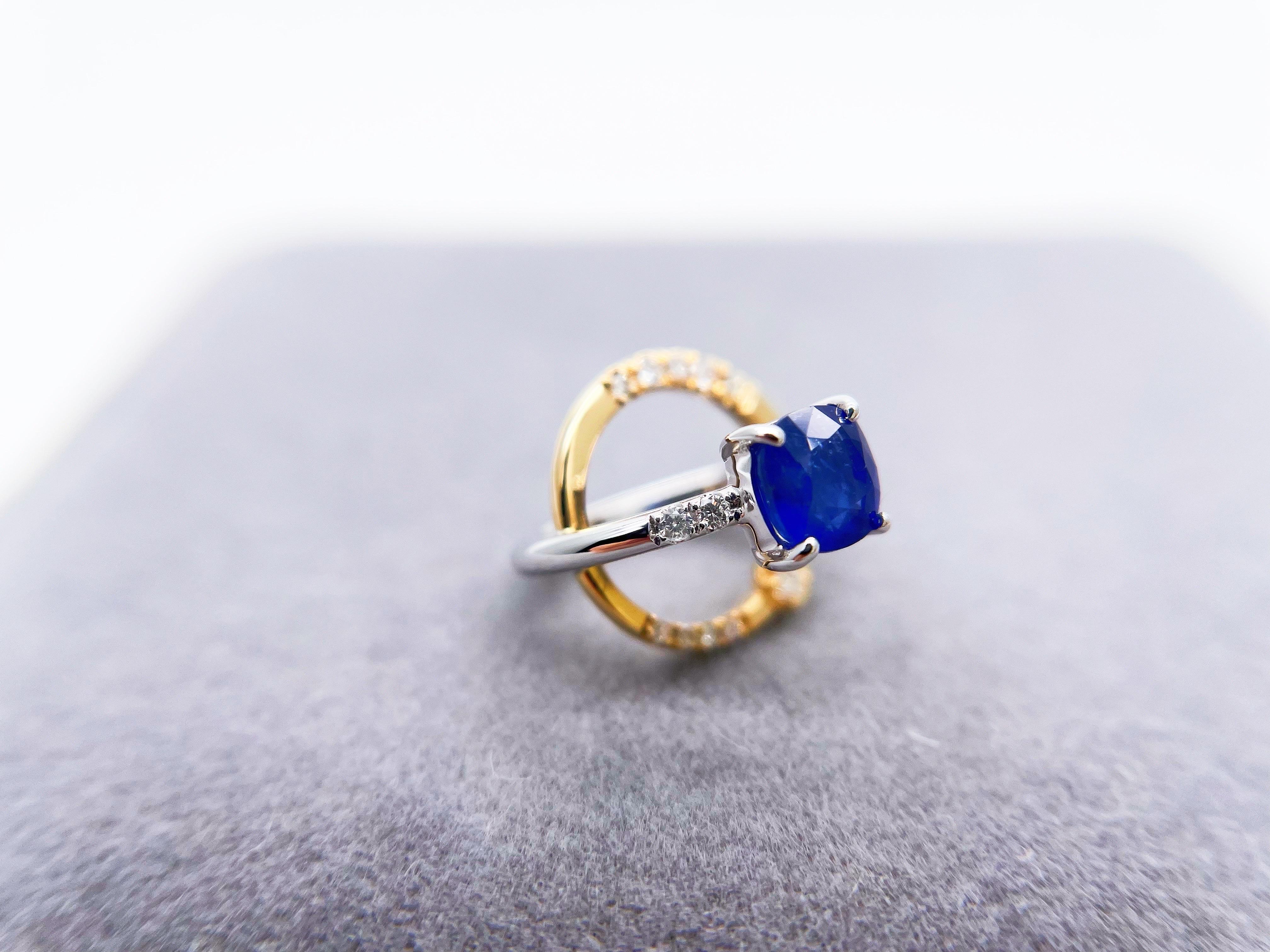 Natural Burmese Sapphire 18k Bi-color Gold Galaxy Star Celestial Diamond Pendant For Sale 4
