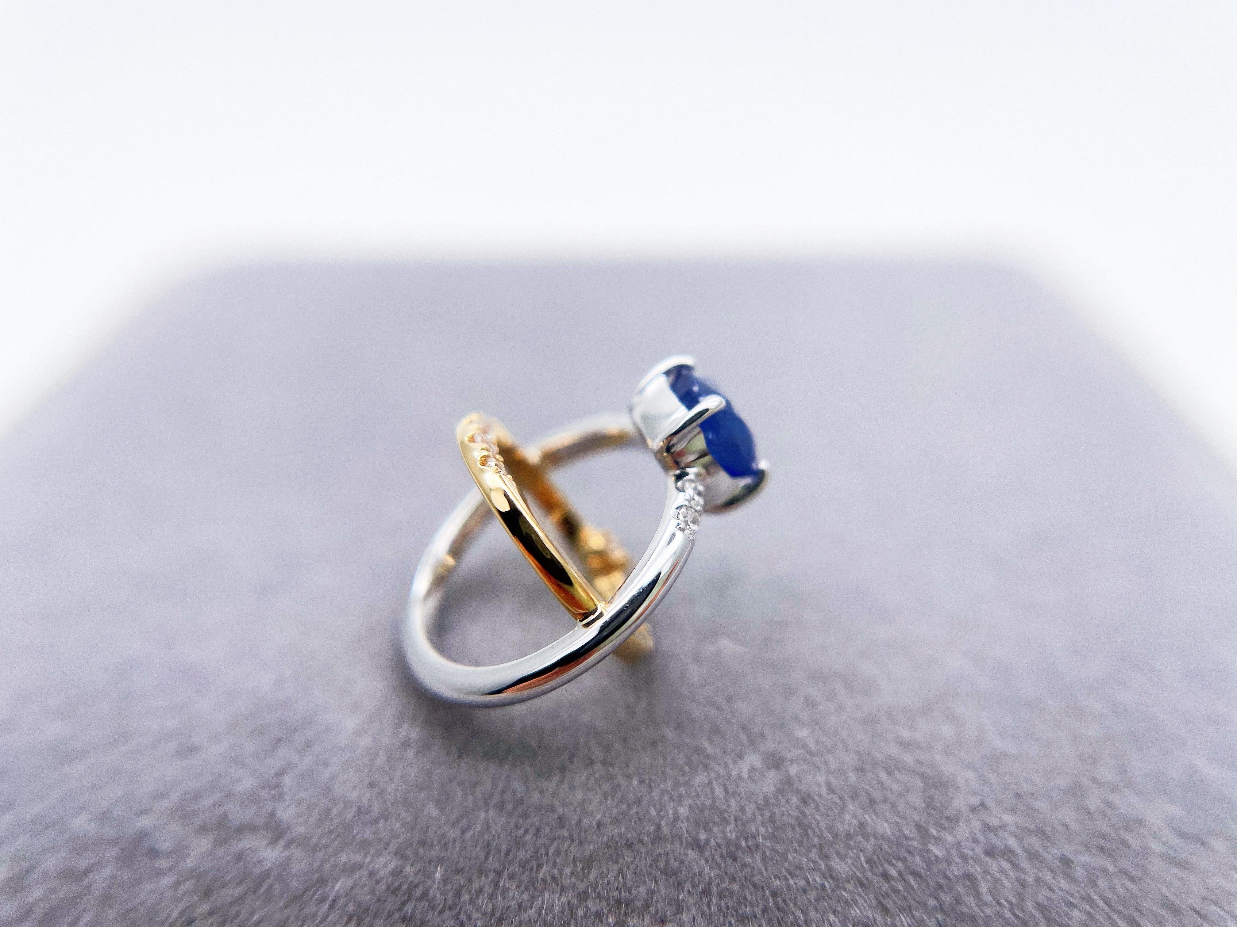 Natural Burmese Sapphire 18k Bi-color Gold Galaxy Star Celestial Diamond Pendant For Sale 5
