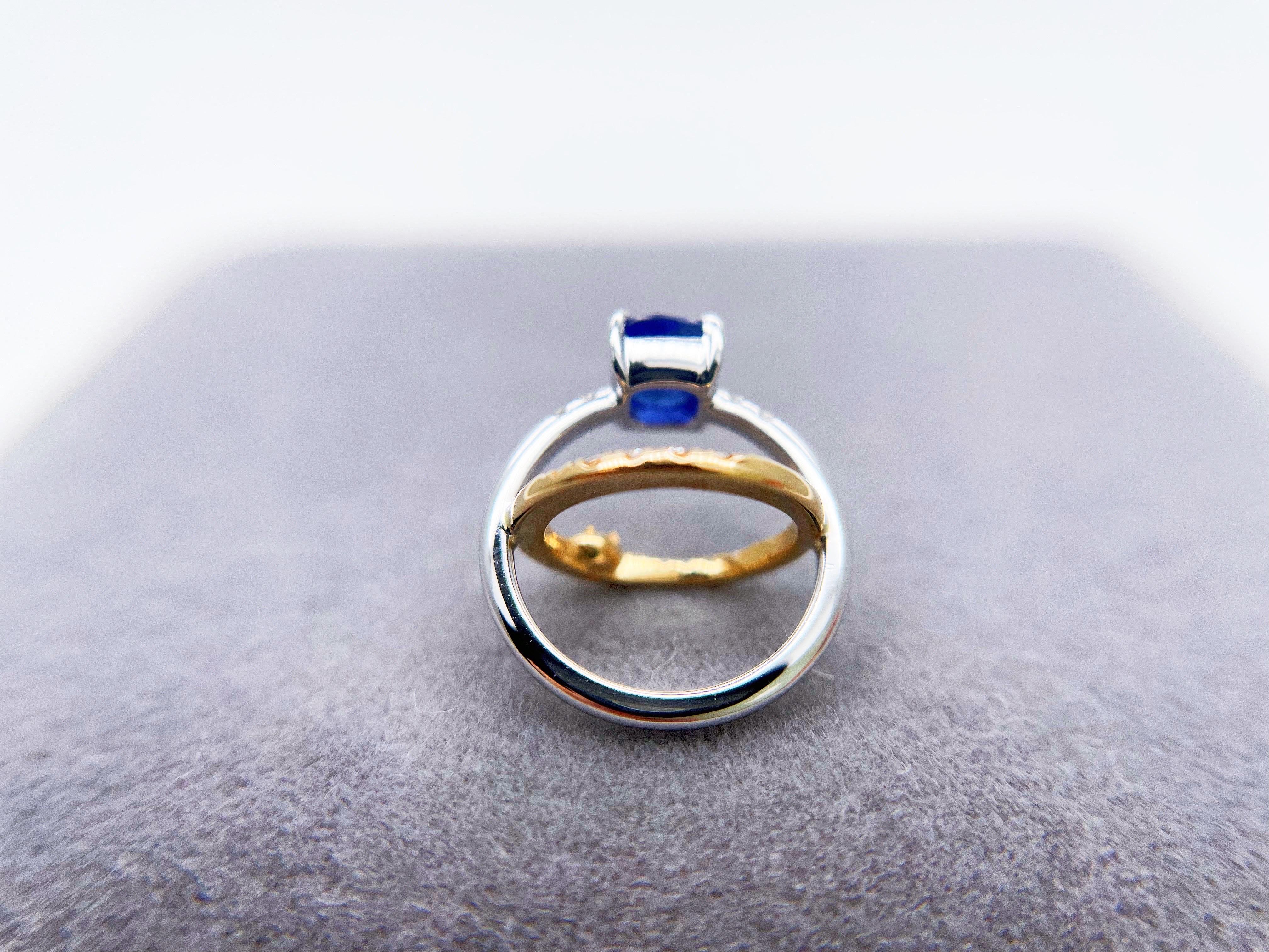 Natural Burmese Sapphire 18k Bi-color Gold Galaxy Star Celestial Diamond Pendant For Sale 7