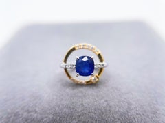 Natural Burmese Sapphire 18k Bi-color Gold Galaxy Star Celestial Diamond Pendant