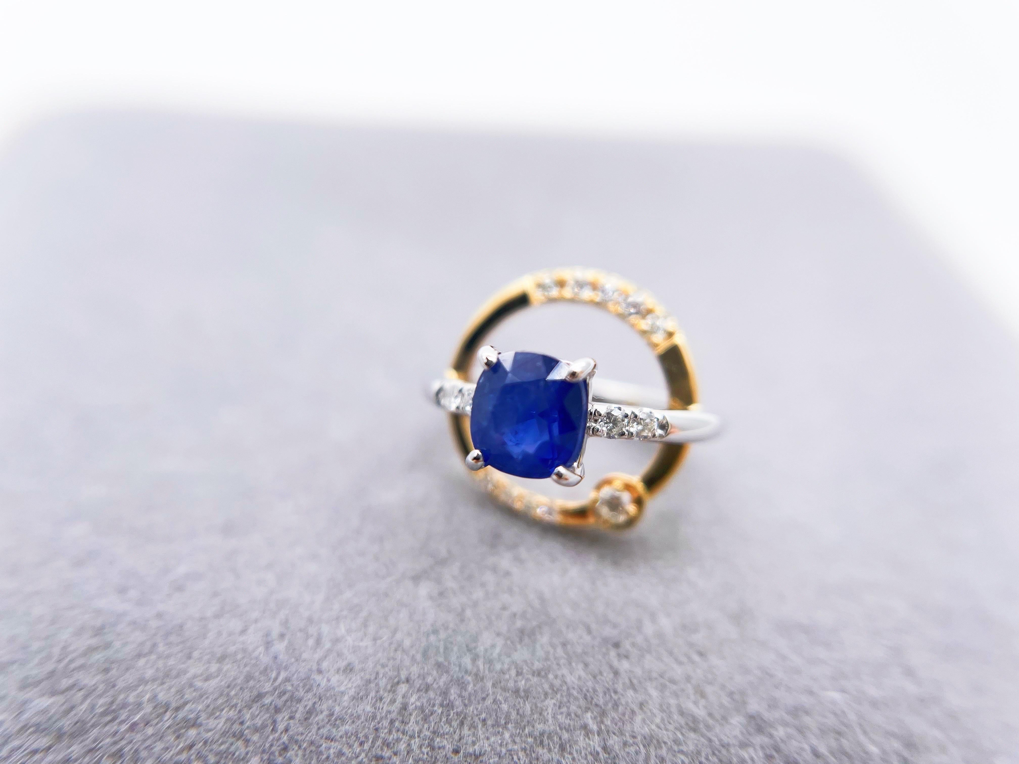 Natural Burmese Sapphire 18k Bi-color Gold Galaxy Star Celestial Diamond Pendant In New Condition For Sale In Kowloon, HK
