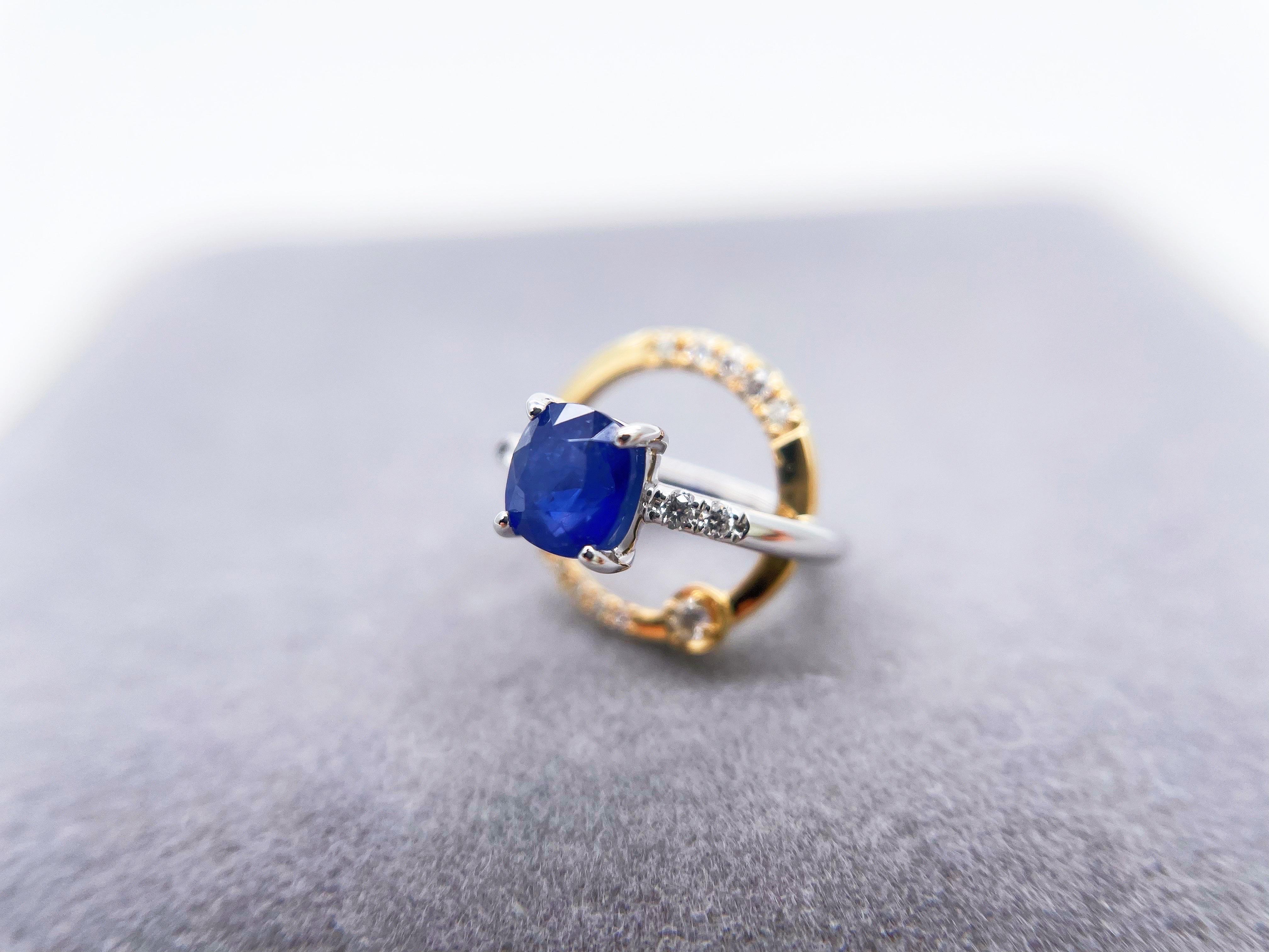 Natural Burmese Sapphire 18k Bi-color Gold Galaxy Star Celestial Diamond Pendant For Sale 1