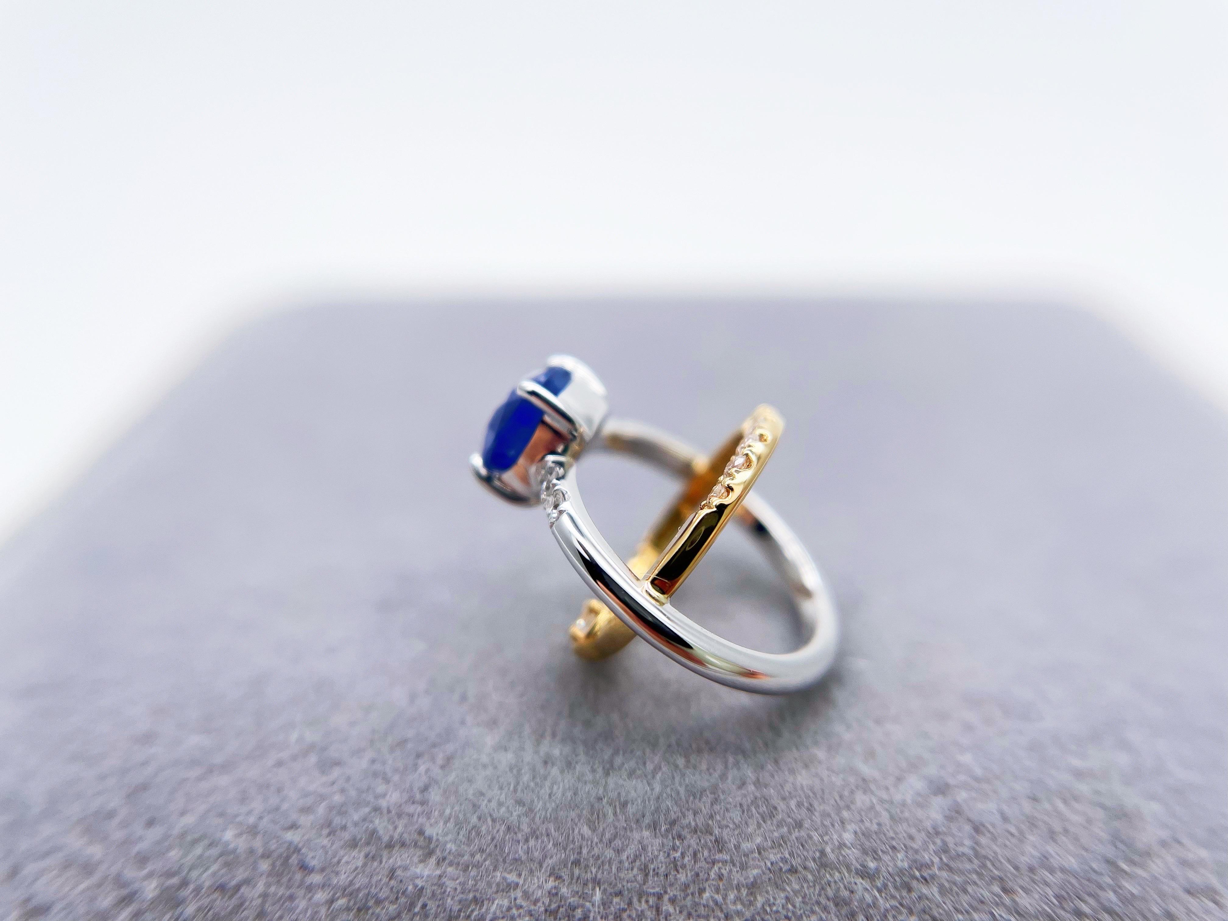 Natural Burmese Sapphire 18k Bi-color Gold Galaxy Star Celestial Diamond Pendant For Sale 2