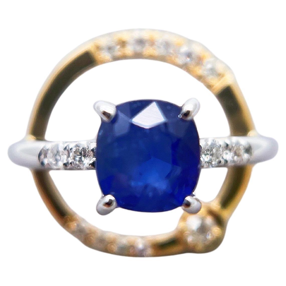 Natural Burmese Sapphire 18k Bi-color Gold Galaxy Star Celestial Diamond Pendant For Sale