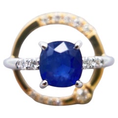 Natural Burmese Sapphire 18k Bi-color Gold Galaxy Star Celestial Diamond Pendant