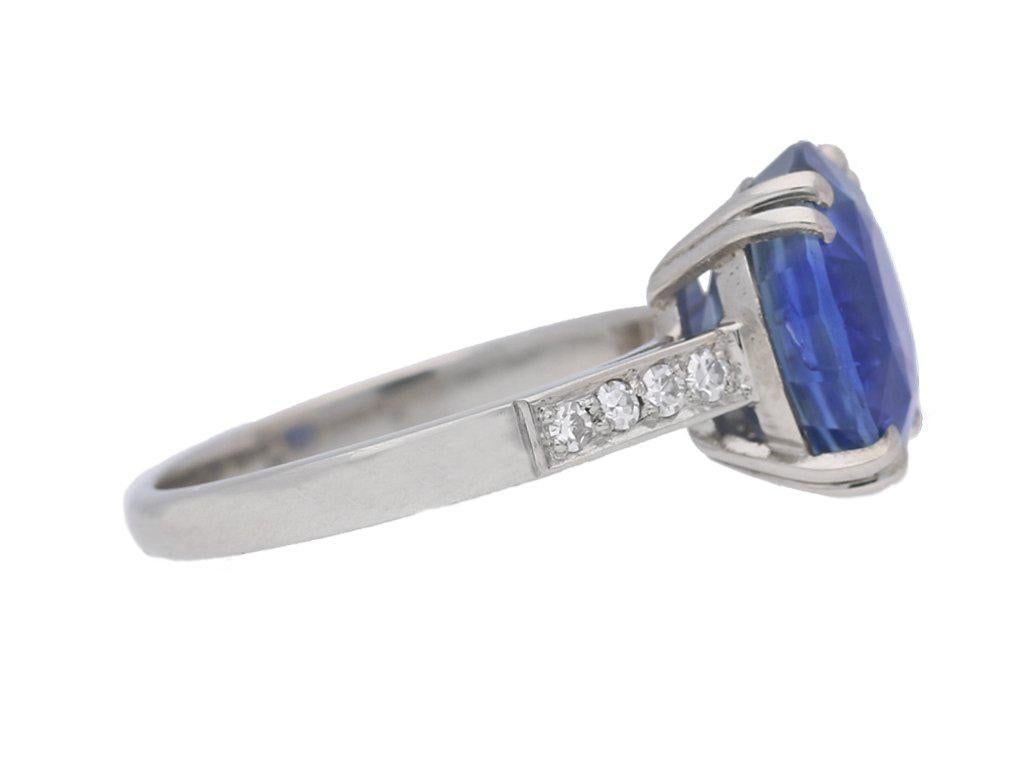 Oval Cut Natural Burmese Sapphire Diamond Platinum Ring For Sale