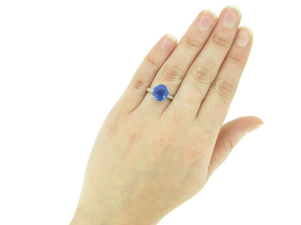 Natural Burmese Sapphire Diamond Platinum Ring For Sale 1